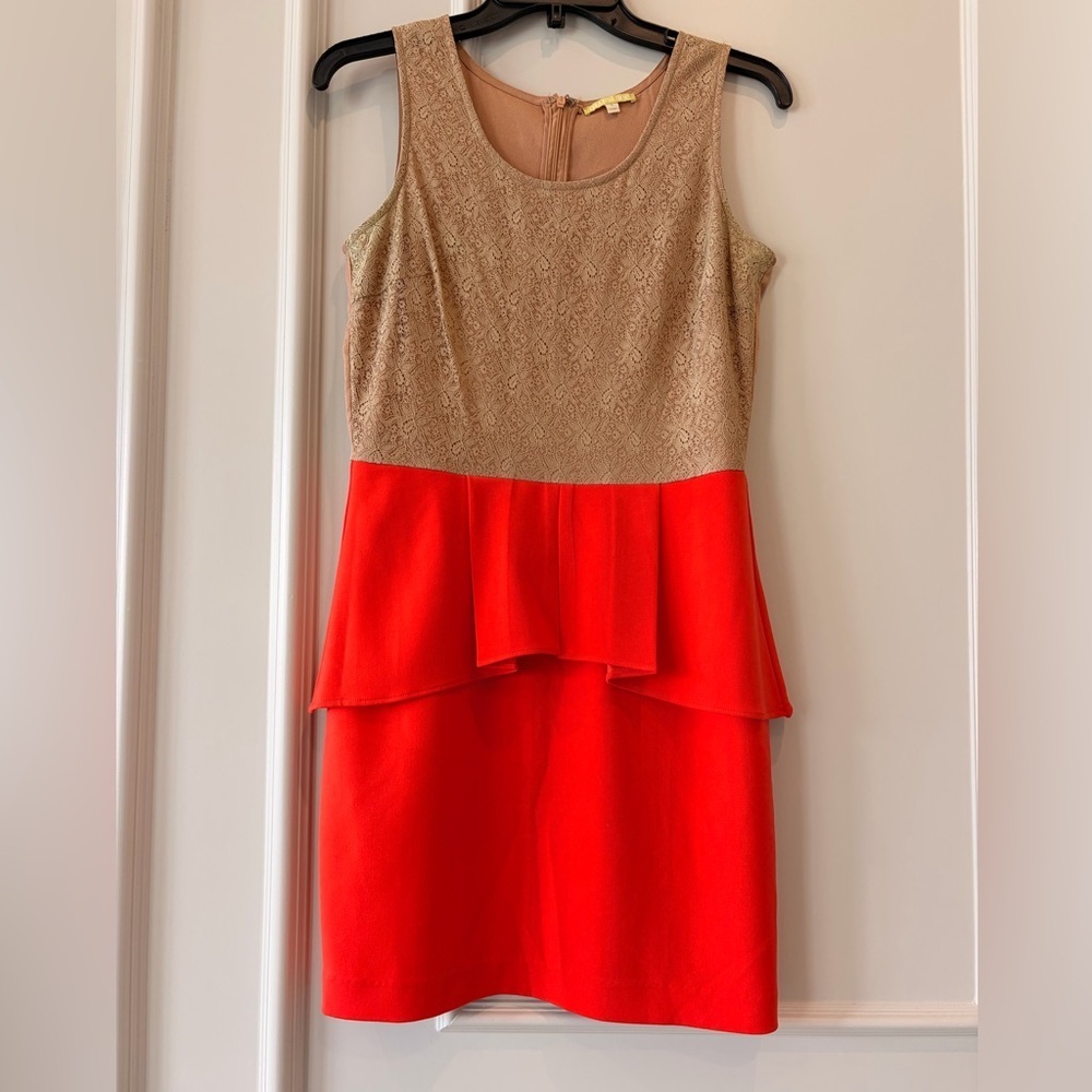 Gianni Bini Orange and Tan Mini Dress
